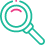Green magnifying glass symbol.